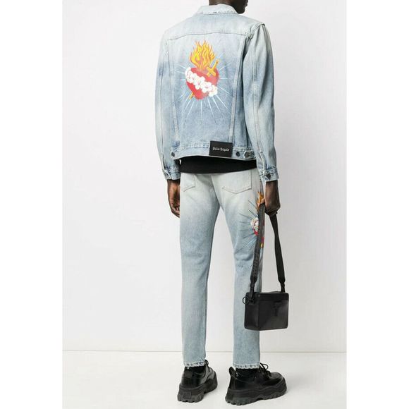 SOLD Palm Angels Blue Denim Jacket Size XL Men - Picture 4 of 12
